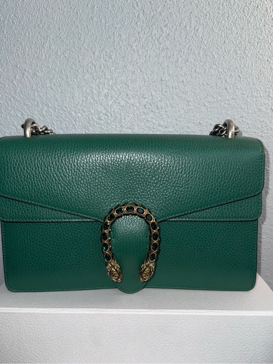 Gucci Handbags - Gucci Green Leather Dionysus Shoulder Bag with Antique Gold Hardware